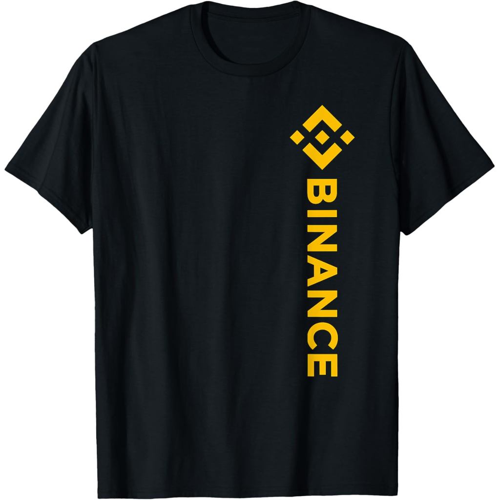 เสื้อยืดผ้าฝ้ายผู้ชาย Binance Cryptocurrency Vertical Vintage Classic T-Shirt ผ้าฝ้ายคุณภาพสูงแขนสั้