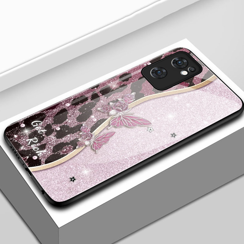 เคสสำหรับ OPPO Reno 7 5G Reno 7 Pro 5G Reno 6 5G Reno 6Z 5G เคสโทรศัพท์ผีเสื้อเปลือกแก้วกันกระแทก