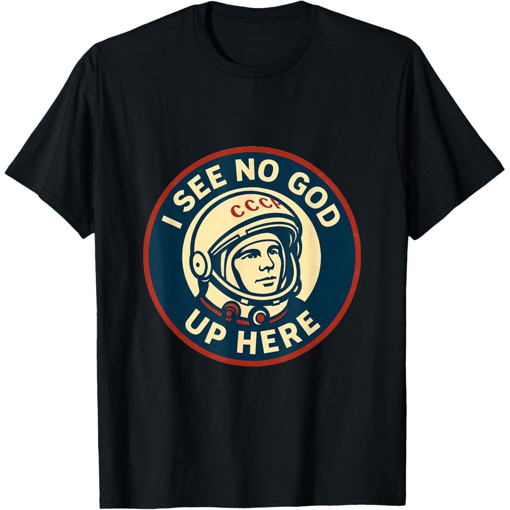 เสื้อยืดผ้าฝ้ายผู้ชาย Yuri Gagarin T-Shirt ผ้าฝ้ายแขนสั้นคุณภาพสูง