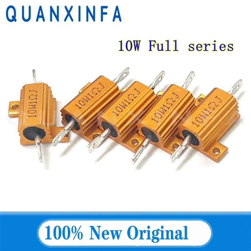 1PCS 10W RX24 อลูมิเนียมโลหะกรณี Wirewound Resistor 0.1R 0.2R 20R 22R 0.5R 1K 2K 5K 10R 6.8R 50R 1K 