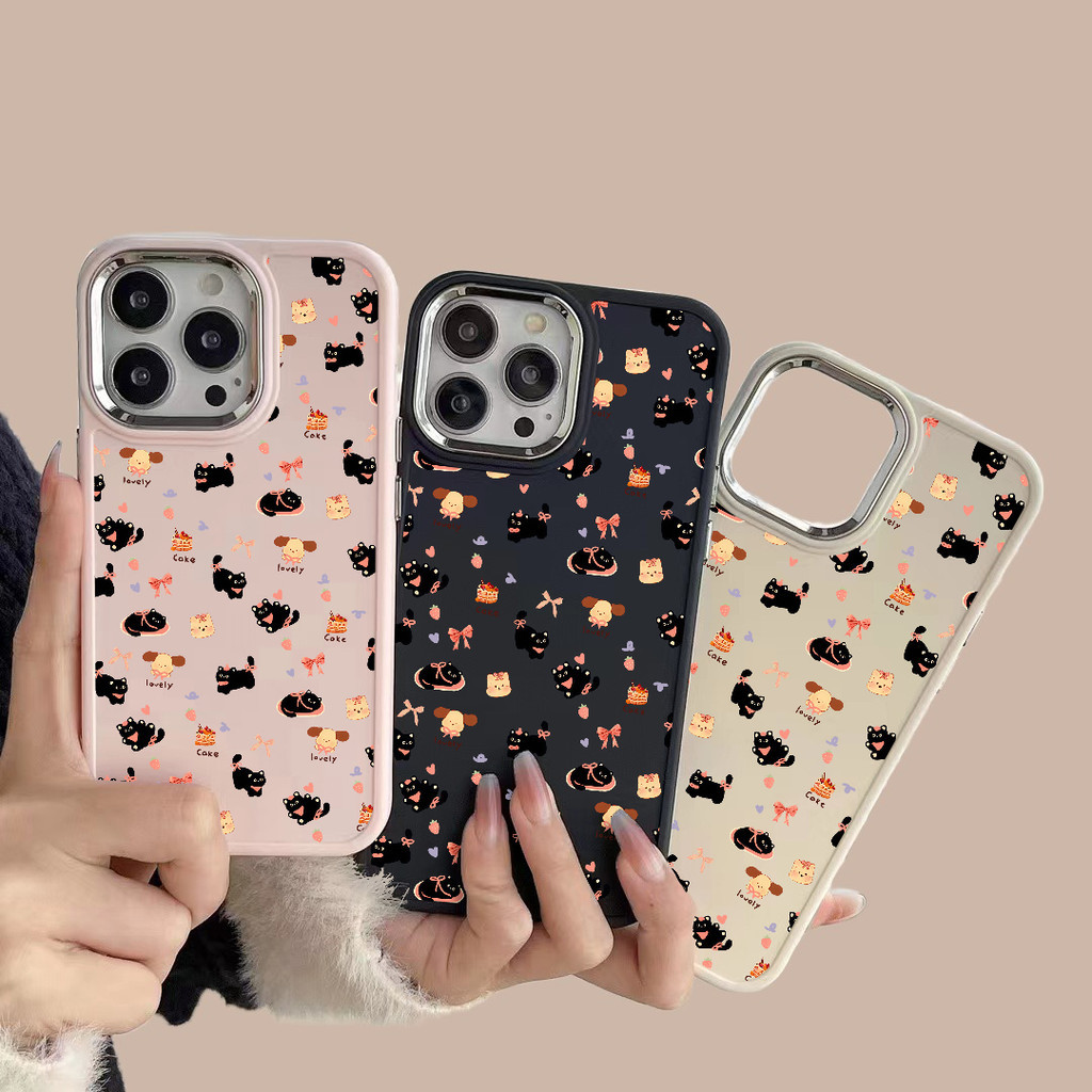 Ibumpers Kawaii แมวขนมหวาน Dark น่ารักพิมพ์ใสกันกระแทก TPU สําหรับ iPhone 17-11 X XS XR Pro Max Plus