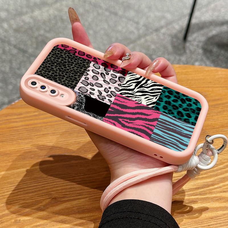 เคสสำหรับ Samsung Galaxy A50 A50s A30s เคสโทรศัพท์ลายสัตว์ซิลิโคนสายคล้อง
