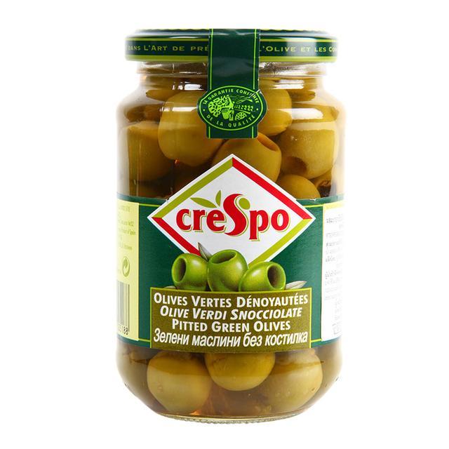 👒 เกรสโปมะกอกเขียวไม่มีเมล็ด 333กรัม 🎡 SKU 3076820005188 🛶 Crespo Pitted Green Olives 333g. 🌺 ของแห้