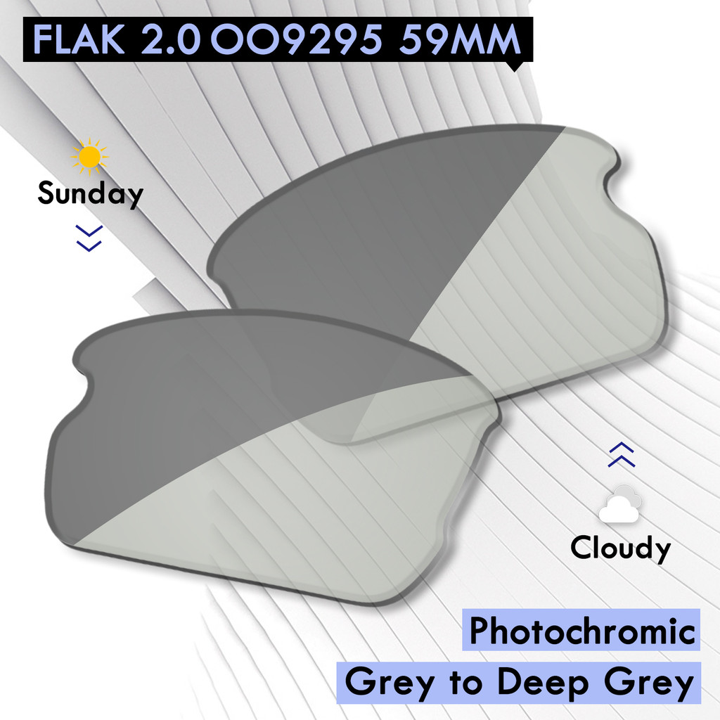 เลนส์ Photochromic Grey to Grey-AUTO สําหรับแว่นกันแดด Flak 2.0 OO9295 59 มม.