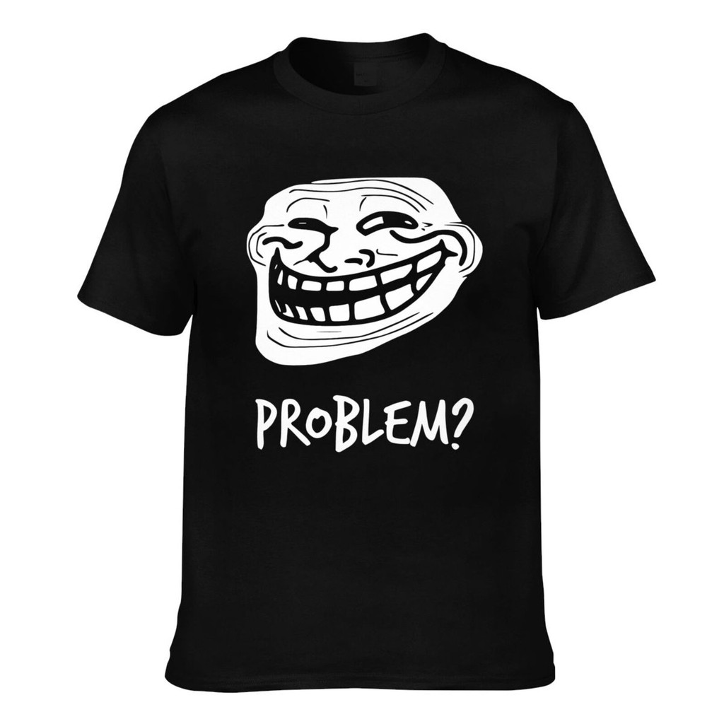 แฟชั่นบุรุษ Casual Troll Face Problem เสื้อยืดฤดูร้อนเย็น