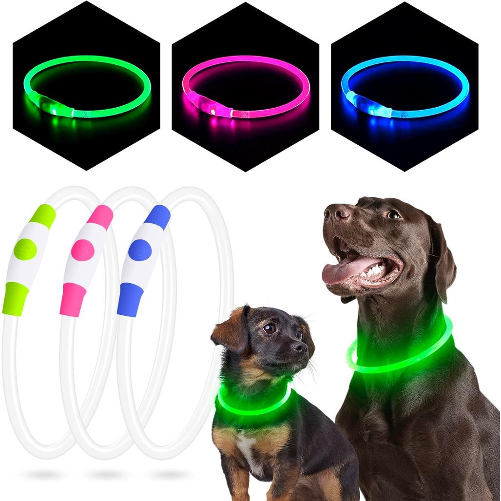 PZRLit High-Visibility Luminous Dog & Cat Collar – USB Rechargeable Night Light with Adjustable 70cm