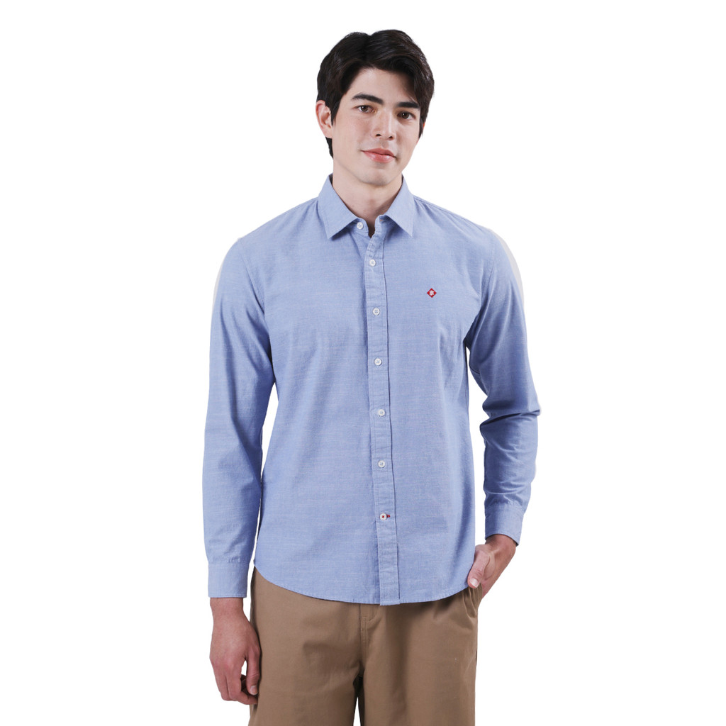 John Henry เสื้อเชิ้ตผู้ชายแขนยาว ทรงเข้ารูป รุ่น JH F126MSLSM05 - สีฟ้า