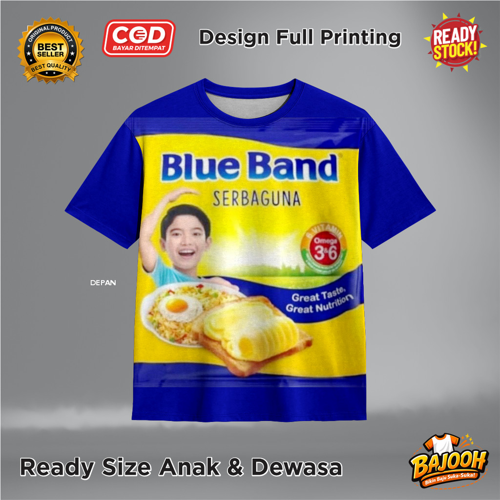 เสื้อยืด Fullprint Blue Band Made of Original Processing Cooking Material - Viral, Cute, Cool Blue B