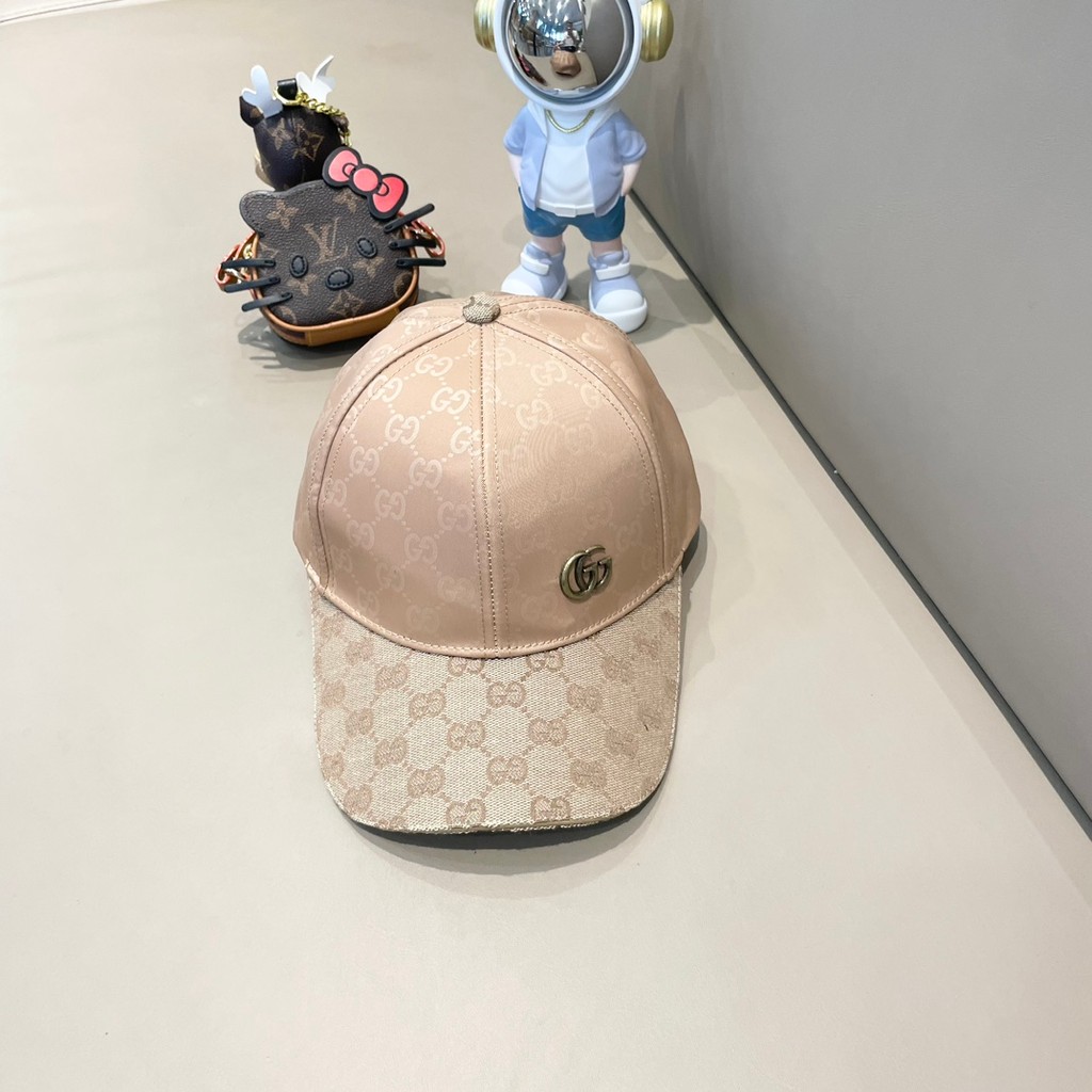 Gucci777 หมวกเบสบอล GG Texture ปักสีดํา 2668