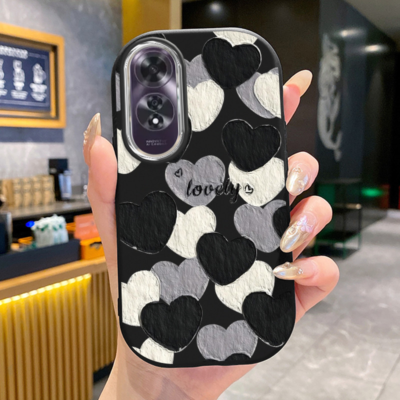 เคสสำหรับ OPPO A60 4G เคสโทรศัพท์บุคลิกรูปหัวใจซิลิโคนซอฟต์เชลล์
