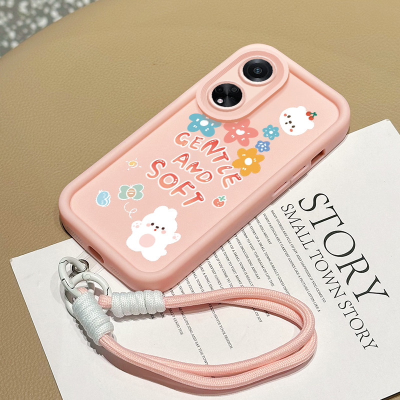 HPเคสโทรศัพท์สําหรับOPPO A98 5G A1 5G F23 5Gกรณีดอกไม้หมีซิลิโคนCesingซิลิโคนเหลวกรณีป้องกันSoftcase