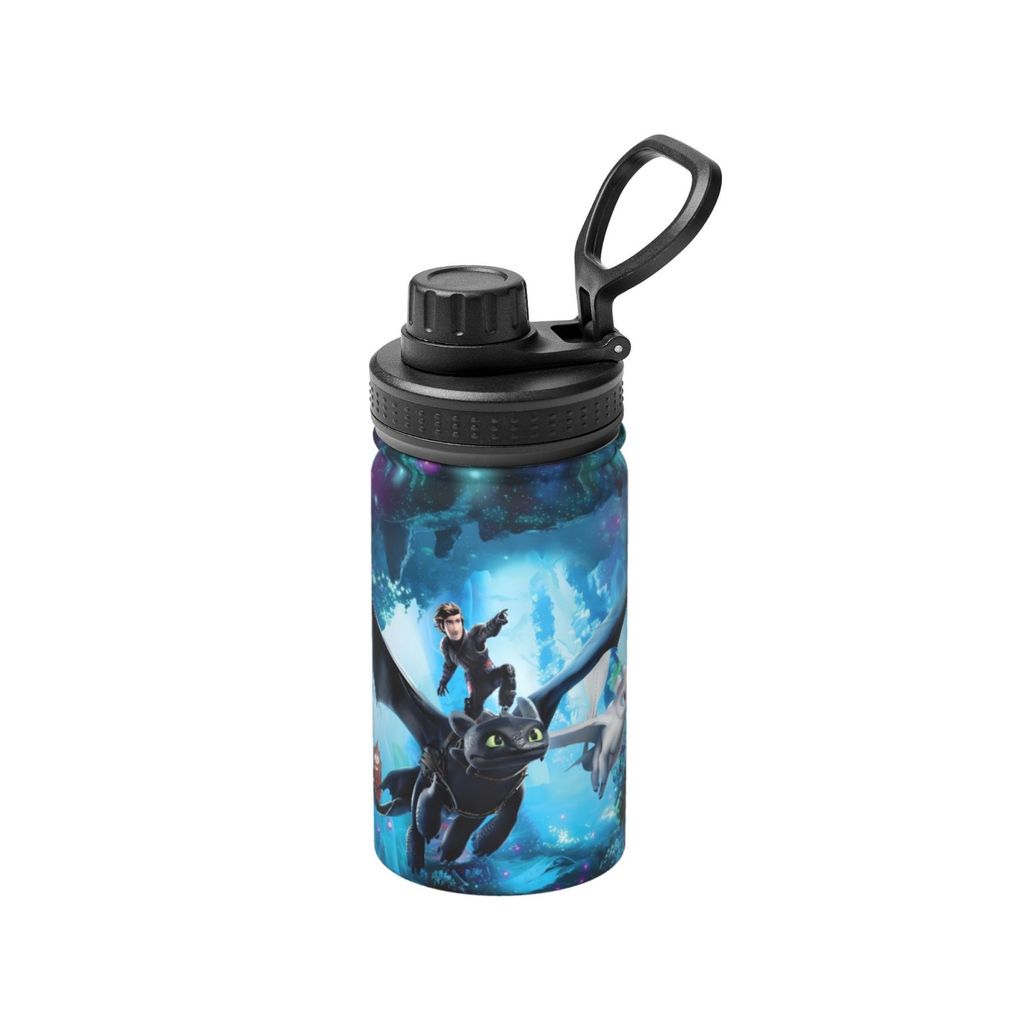 How To Train Your Dragon ขวดน้ําฉนวนความจุขนาดใหญ่ 12OZ,กาต้มน้ําฉนวนการ์ตูน 350MLกระติกน้ํากีฬา,เดิ