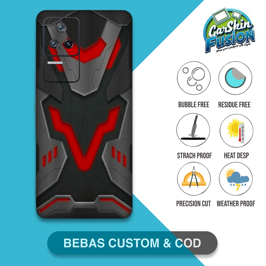 Garskin Skin Poco F4 Black Gaming Anti-Scratch Protector Case | By Fusion Code - dLE