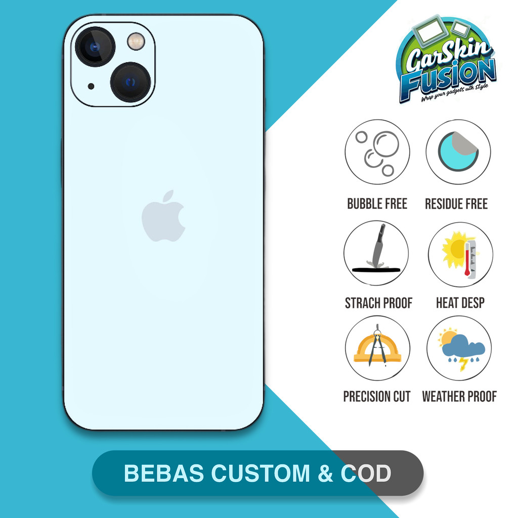 Garskin Skin iPhone 13 สีน้ําเงิน ip15 เคสกันรอย | By Fusion Code - B7t