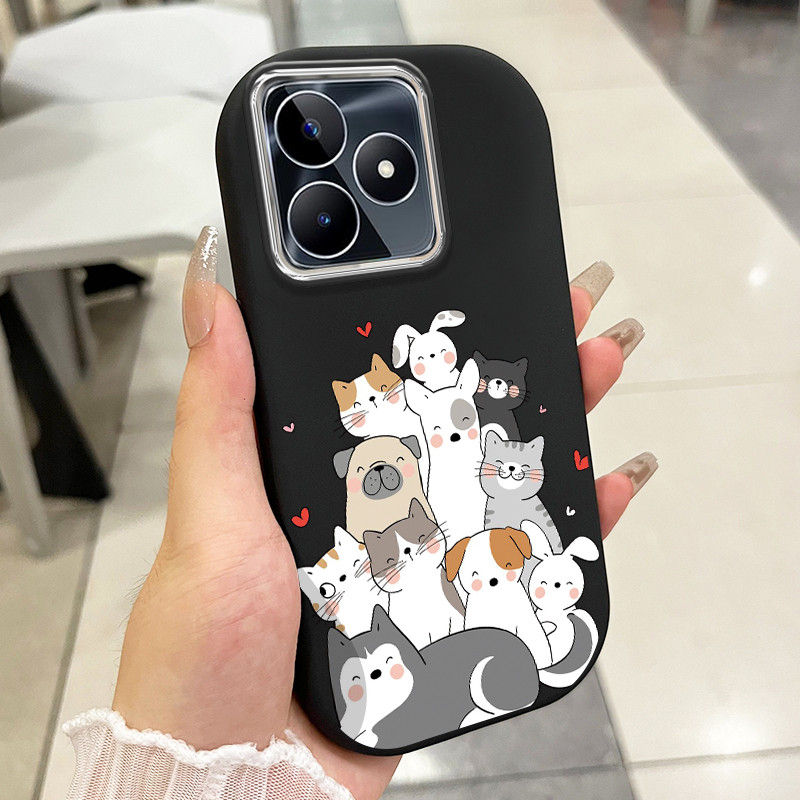 เคสสำหรับ Realme C53 C51 C51s Narzo N53 Note 50 เคสโทรศัพท์สัตว์น่ารักกันกระแทกกลมและอ้วน