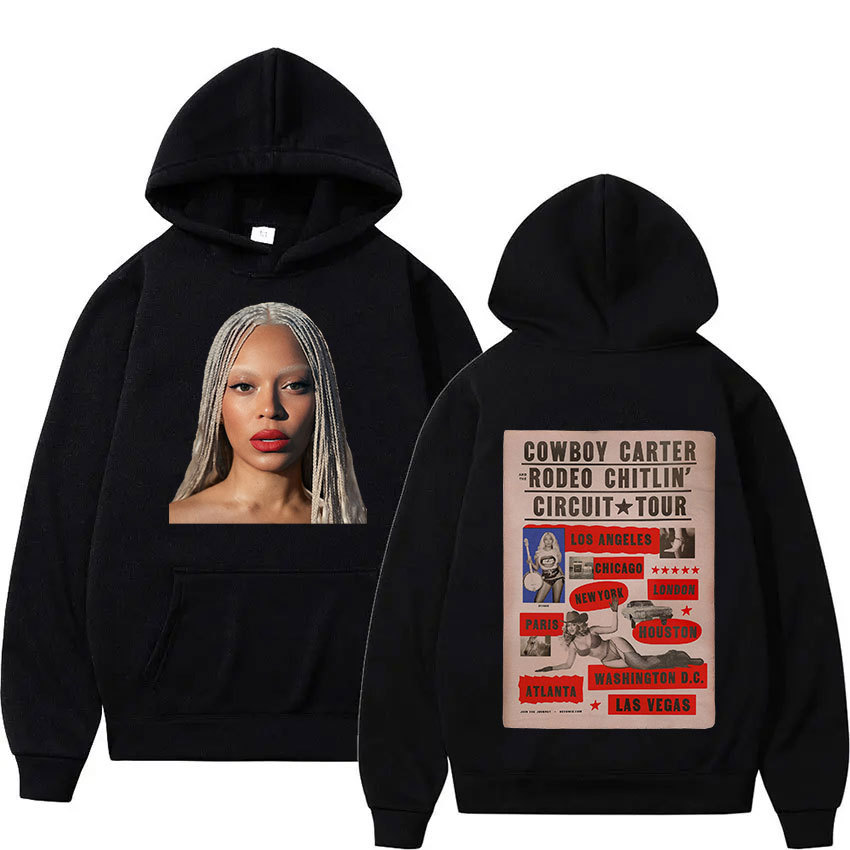 Retro Beyonce คาวบอย Carter Tour 2025 Mens อัลบั้ม Harajuku เสื้อกันหนาว Hip Hop Hoodie