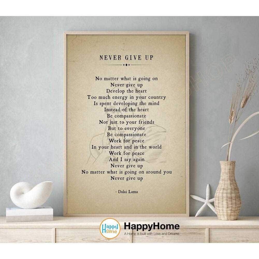 Dalai Lama Quote Wall Art ไม่เคยให้คําคมสร้างแรงบันดาลใจ Wall Art Decor