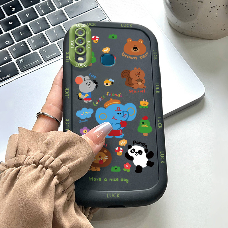 เคสสำหรับ VIVO Y12 Y15 Y17 Y11 2019 Y12i Y3 Y3s 2020 เคสโทรศัพท์กลมและอ้วนสัตว์บุคลิกเสื้อแจ็กเก็ตผ้านุ่ม
