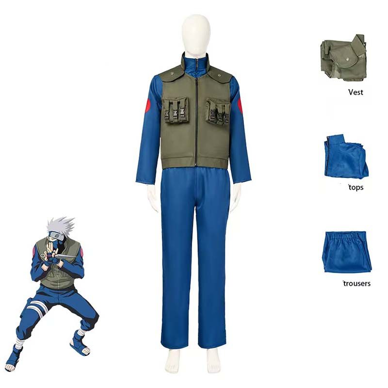 Hatake Kakashi เสื้อกั๊กคอสเพลย์ผู้ใหญ่สําหรับคุณฮาโลวีนชุดร้อนอะนิเมะ Uzumaki เครื่องแต่งกาย Hatake