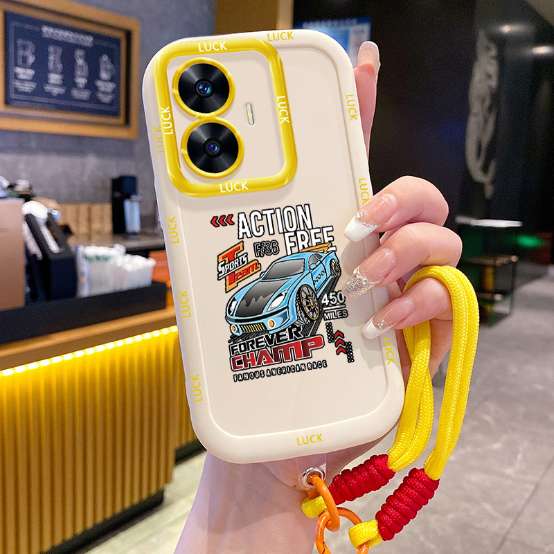 เคสสำหรับ Realme C55 C33 Narzo N55 เคสโทรศัพท์สมจริงสายคล้องซิลิโคนกันกระแทก