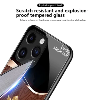 เคสสำหรับ iPhone 6 Plus 6s Plus 7 Plus 8 Plus X Xs Max Xr เคสโทรศัพท์กระจกระดับไฮเอนด์ลายใบเมเปิ้ล
