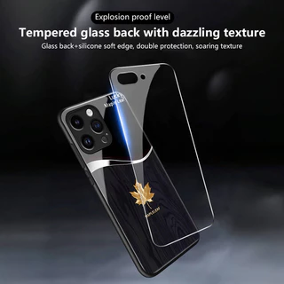 เคสสำหรับ iPhone 6 Plus 6s Plus 7 Plus 8 Plus X Xs Max Xr เคสโทรศัพท์กระจกระดับไฮเอนด์ลายใบเมเปิ้ล