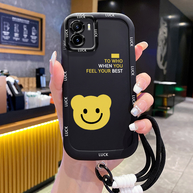 เคสสำหรับ VIVO Y15S Y15A Y15C Y01 เคสโทรศัพท์หมีซิลิโคนสายคล้องกันกระแทก