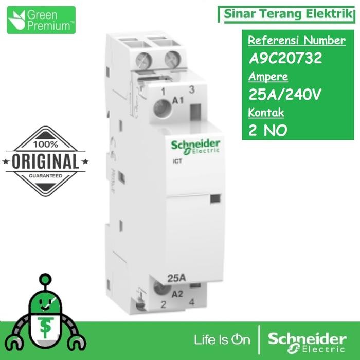 คอนแทคเตอร์ Din iCT 2P 25A 2NO A9C20732 Schneider Electric Acti9