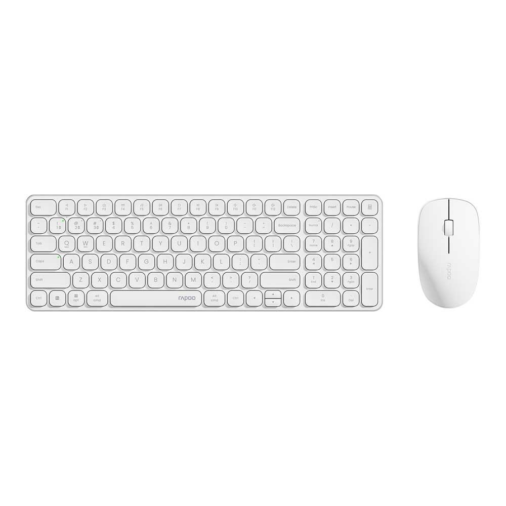 KEYBOARD & MOUSE (คีย์บอร์ดและเมาส์ไร้สาย) RAPOO 9320M MULTI-MODE (WHITE) (9320M-WH) \\