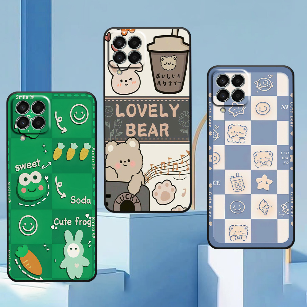 เคส Samsung M33 5G / M53 5G พิมพ์ลายหมีน่ารักและกบเขียว