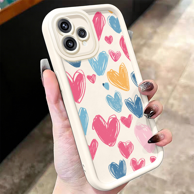 เคสสำหรับ OPPO Reno 15 5G Reno 15 Pro 5G เคสโทรศัพท์มีสีสันรูปหัวใจซิลิโคนซอฟต์เชลล์กันกระแทก