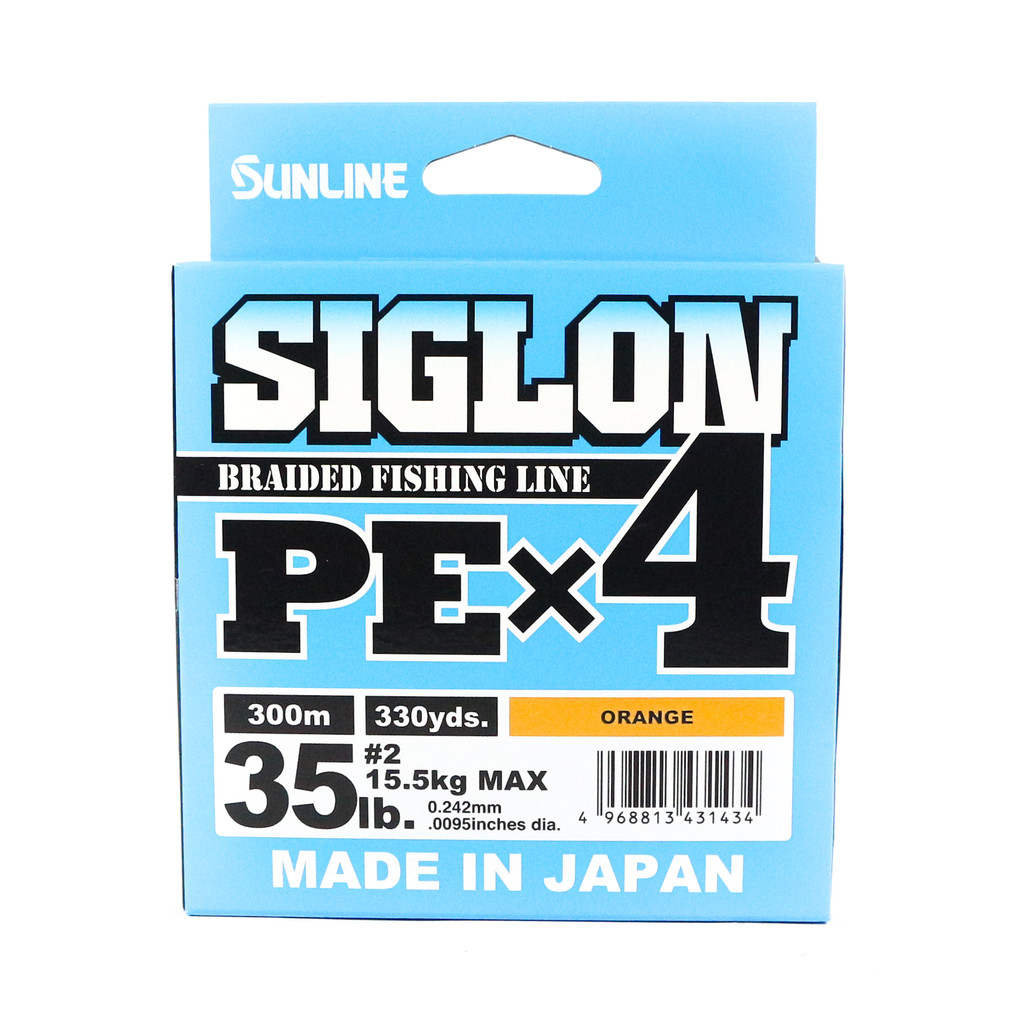 Sunline PE Line X4 Siglon 300M PE 2 35LB สีส้ม (1434)
