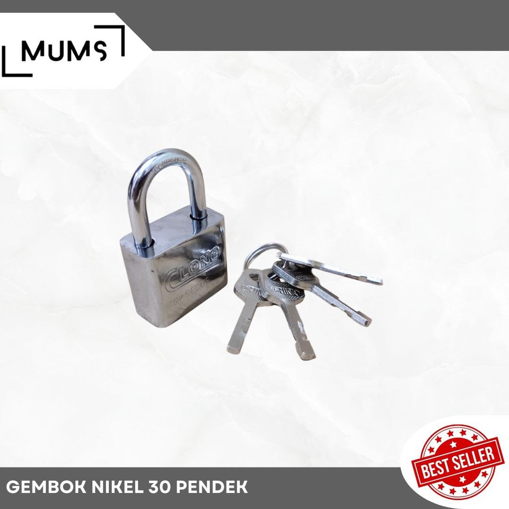 PRC สีขาวกุญแจนิกเกิล 30 มม.สั้น (คอสั้น) นิกเกิลเหล็กกุญแจ 30S Chrome Padlock บ้านประตูล็อครั้วโกดั