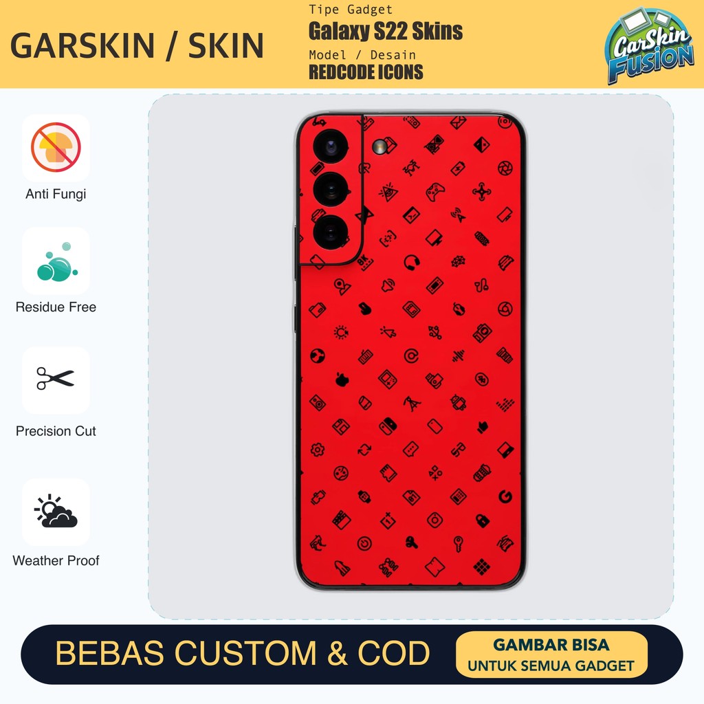 Galaxy S22 REDCODE ICONS เคสป้องกันรอยขีดข่วน | โดยฟิวชั่น | รหัส - 7P7K