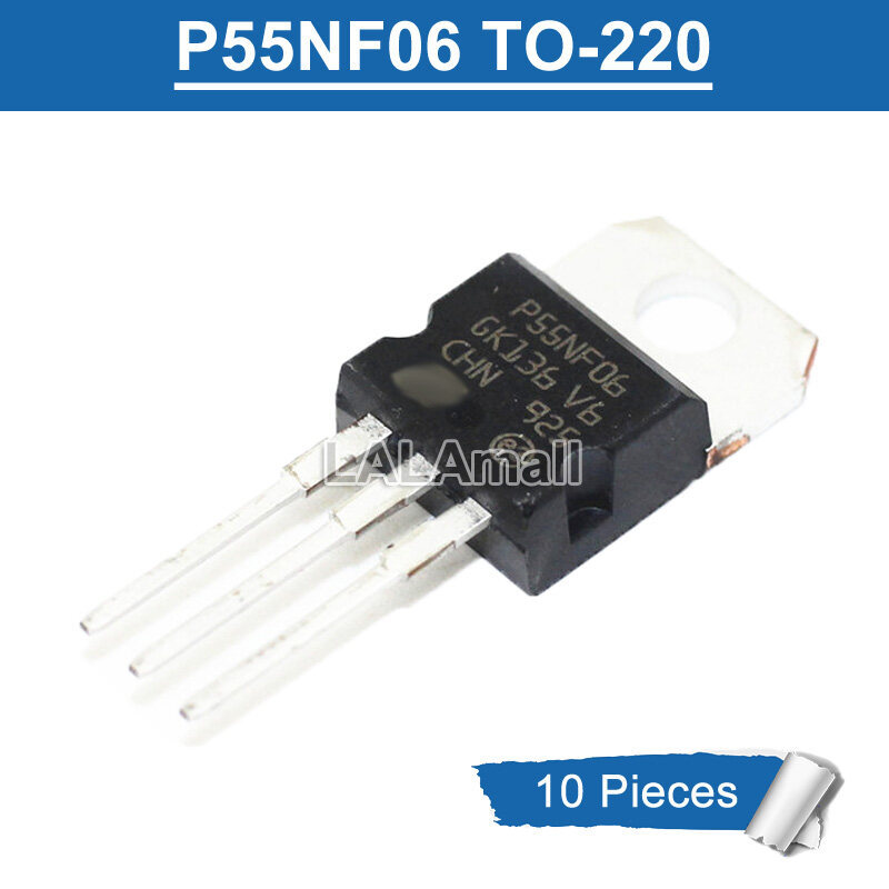 10pcs P55NF06 TO-220 STP55NF06 TO220 55NF06 60V/50A N-Channel MOSFET ทรานซิสเตอร์ใหม่เดิม