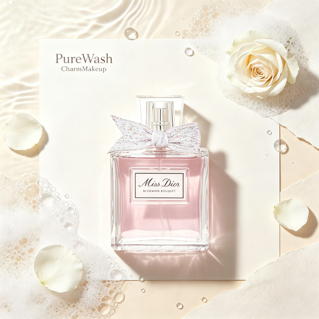 Miss Dior Blooming Bouquet, ขวดสี่เหลี่ยมโปร่งใส, ของเหลวสีชมพูอ่อน, โบว์ผ้าประกายไฟ, น้ําหอมผู้หญิงดอกไม้โรแมนติกนุ่ม