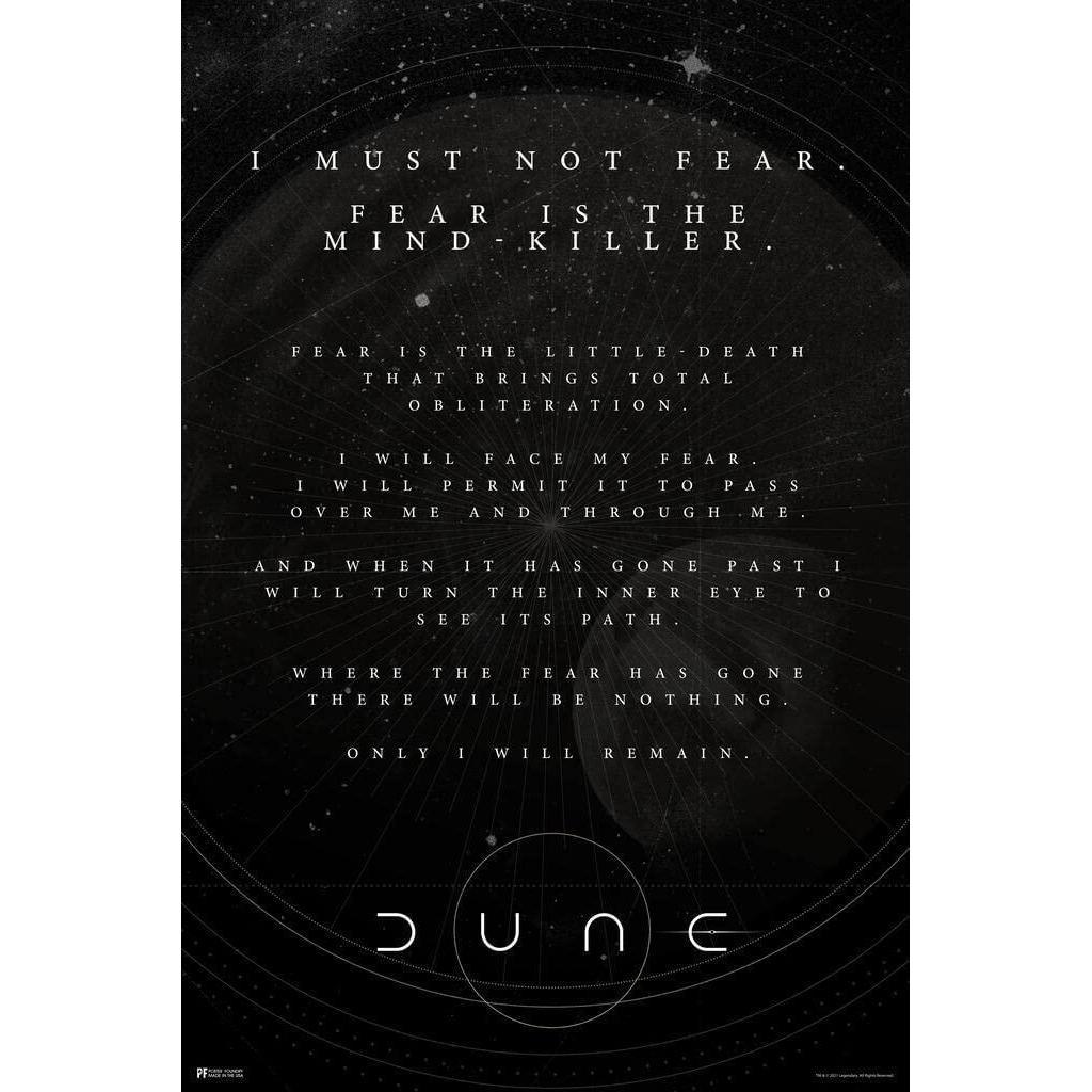 Dune Fear Is The Mind Killer Quote Lady Jessica Paul Atreides สีดําอย่างเป็นทางการ Mercise Movie Mer