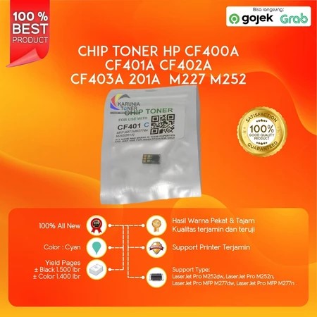 CHIP TONER CF401 CF401A 201A MFP M277 M252 CYAN