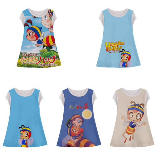 Hutchi Honey Bee ชุดเด็ก 3D Halfprint Tunic สําหรับสาวอะนิเมะการ์ตูน Motif อายุ 1-12 ปี - Sarana 3D