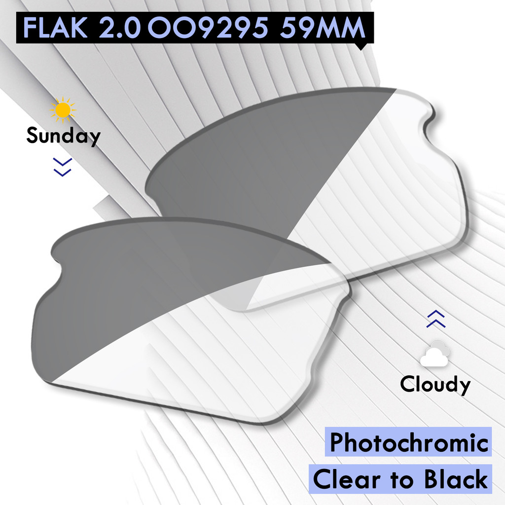 Photochromic Clear to Black-AUTO Lens Replacement for Flak 2.0 OO9295 59mm Sunglass