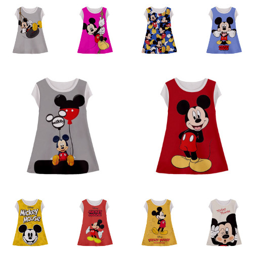 Mickey Mouse Tunic 3D Halfprint Dress for Girls with Anime Cartoon Motif อายุ 1-12 ปี - 3D Sarana