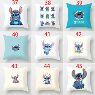 45X45 ซม.ภาพเคลื่อนไหว Lilo Stitch ด้านเดียวพิมพ์โพลีเอสเตอร์โยนหมอนรถ Cusion ตกแต่งบ้านปลอกหมอน
