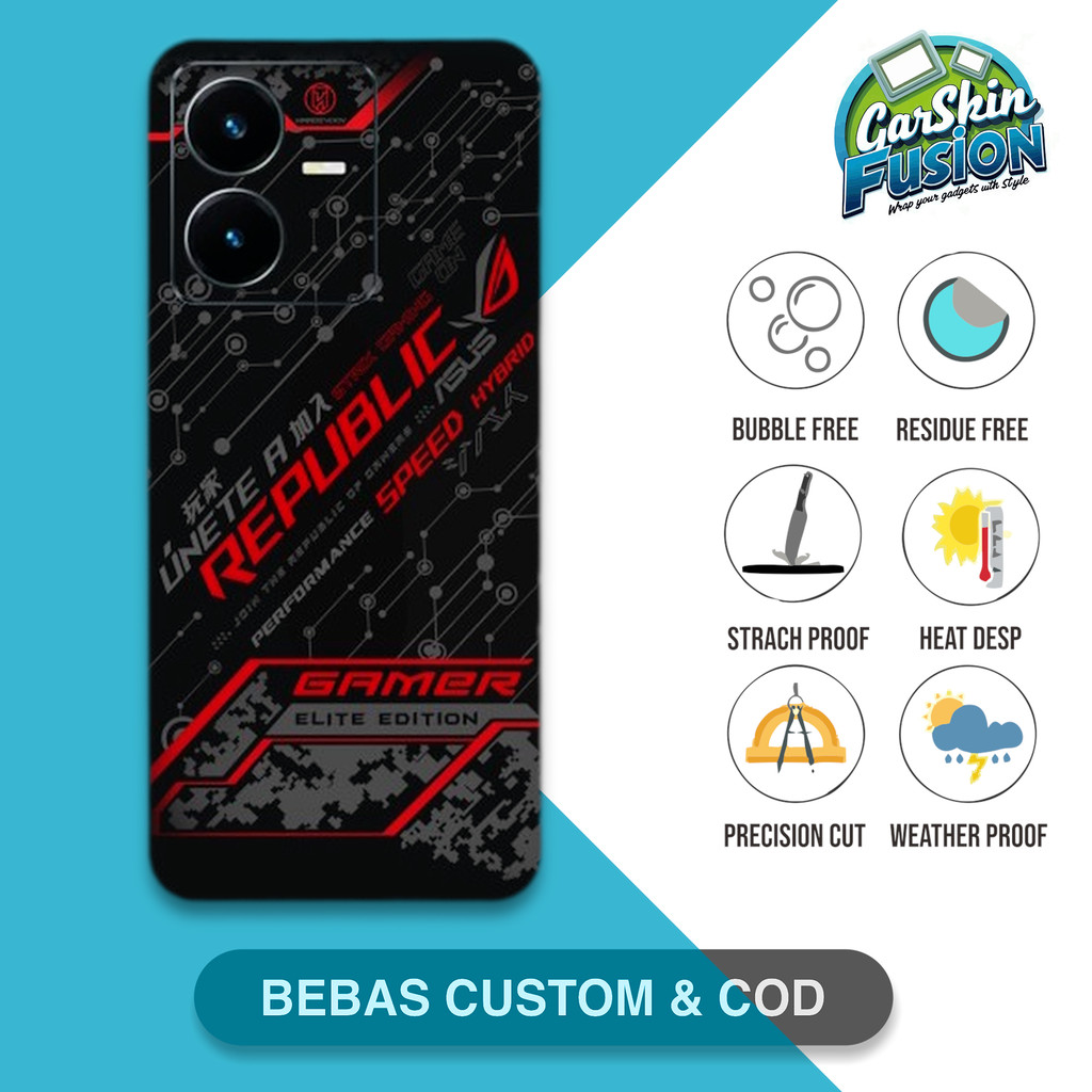 Garskin Skin Vivo Y22 2022 Rog Gaming Anti-Scratch Protector Case | By Fusion Code - YwT
