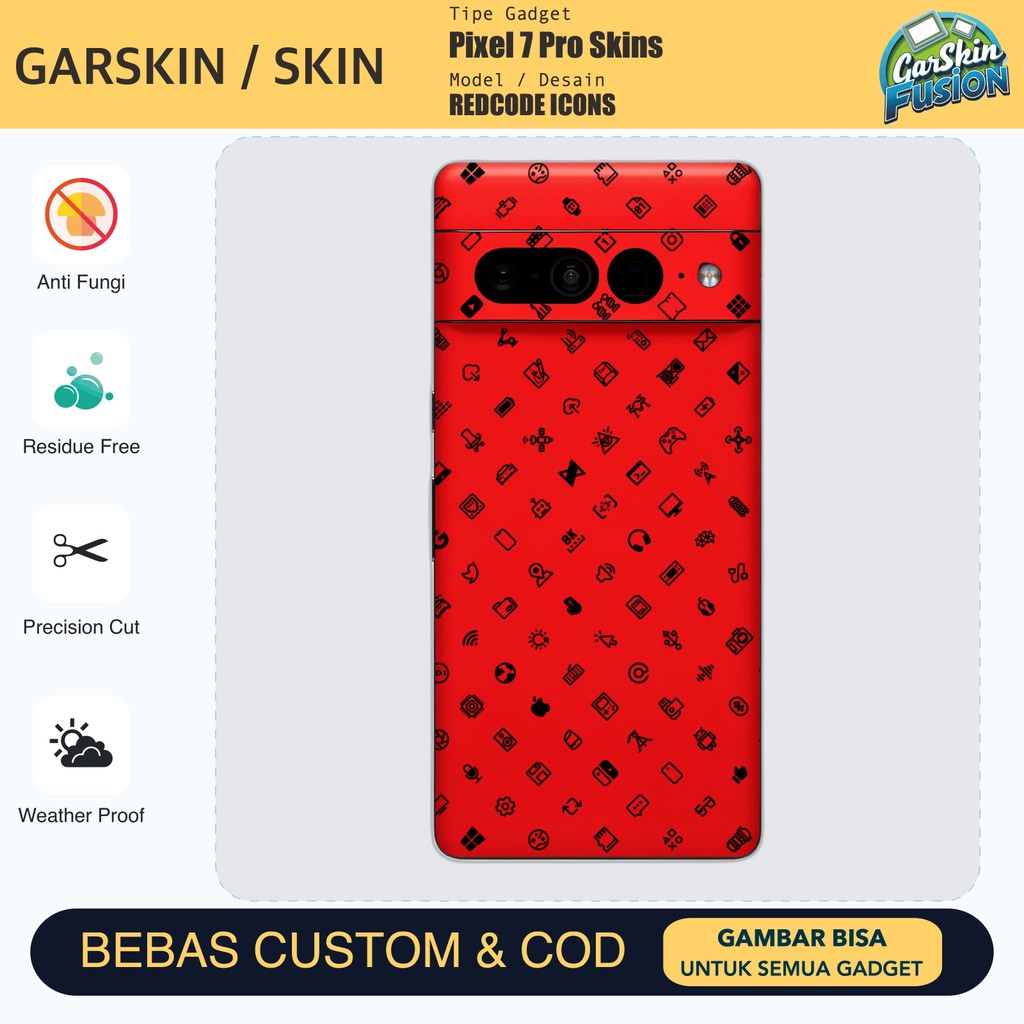 Skin Vinyl Pixel 7 Pro REDCODE ICONS เคสป้องกันรอยขีดข่วน | โดยฟิวชั่น | รหัส - KUV0
