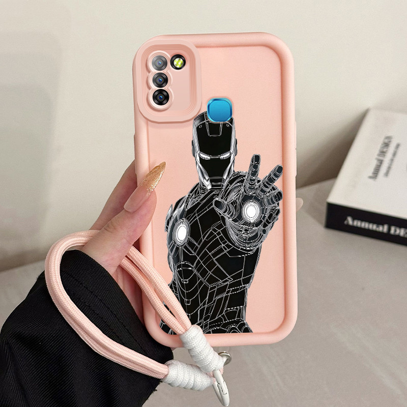 เคสสำหรับ Infinix Smart 5 Hot 10 Lite Smart 6 Ram 3 เคสโทรศัพท์สายคล้องสายคล้องสามสีซิลิโคนกันกระแทก