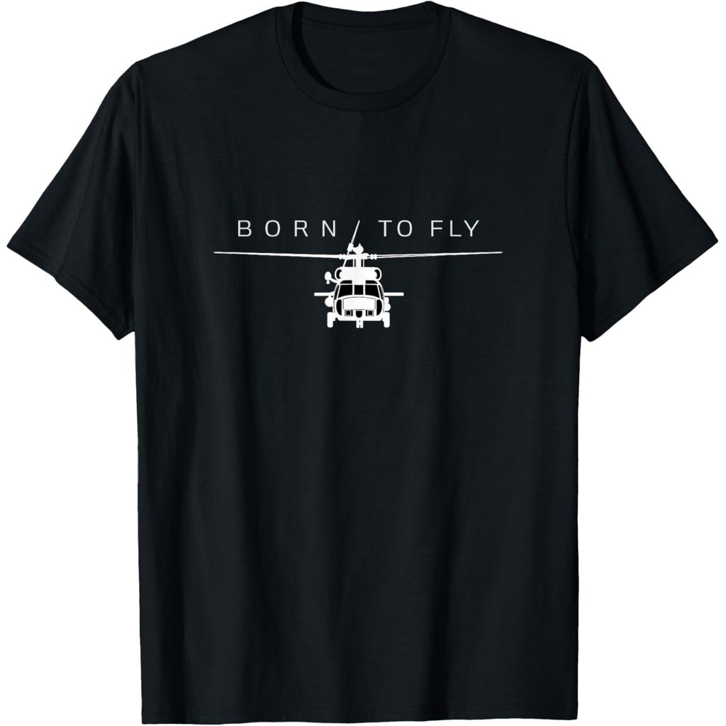 เสื้อยืดผ้าฝ้ายผู้ชาย Blackhawk Military Aviation Apparel Helicopter Pilot T-Shirt ผ้าฝ้ายคุณภาพสูงแ