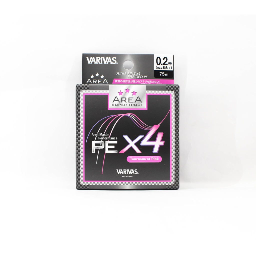 Varivas EP Line Super Trout Area PE X4 สีชมพู 75m PE 0.2 Max 6.5lb (8041)