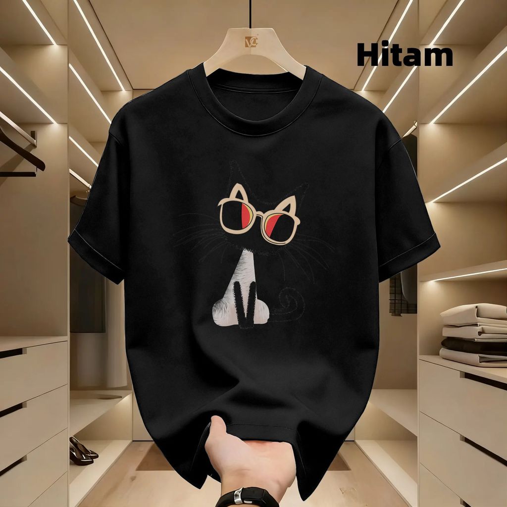 KATUN Woolen cat Yin และ yang ใหม่ 210g เสื้อยืดแขนสั้นผู้หญิง Unisex Cotton Leisure เสื้อยืด