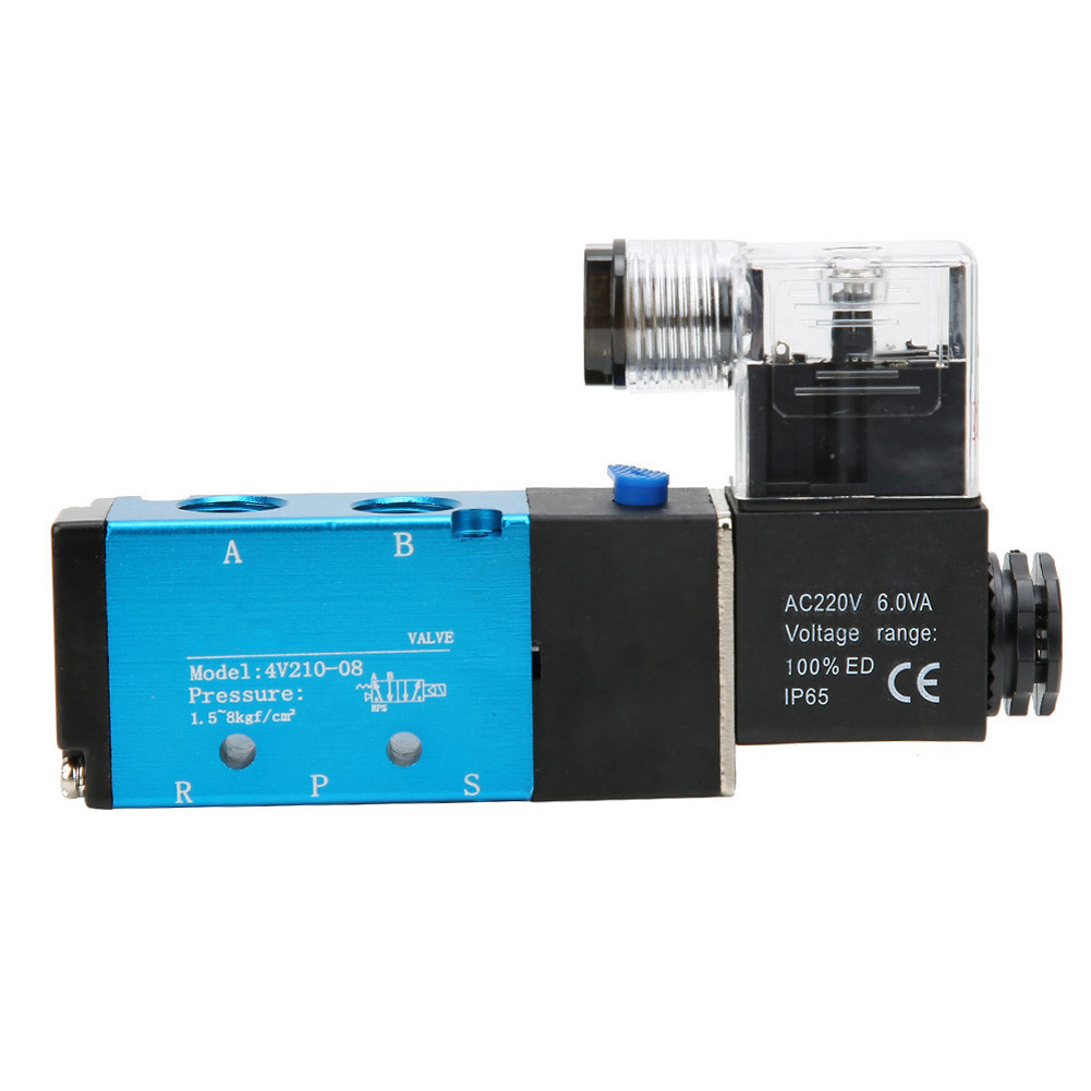 4V210-08 2 ตําแหน่ง 5 Way Solenoid Valve PT1/4in Filtrated Air DC3W AC 6VA (AC220V)จัดส่งรวดเร็ว