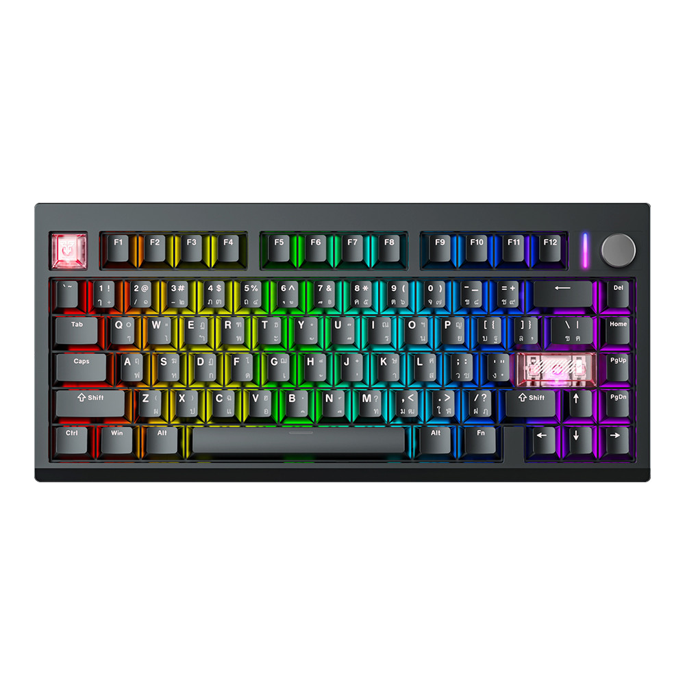 WIRELESS KEYBOARD (คีย์บอร์ดไร้สาย) FANTECH MK921 MAXFIT8 - QMK/VIA WHITE SWITCH RGB EN/TH BLACK []